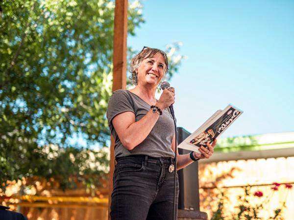 Jen Schneider hosting a MashUp in Boise, summer 2023
